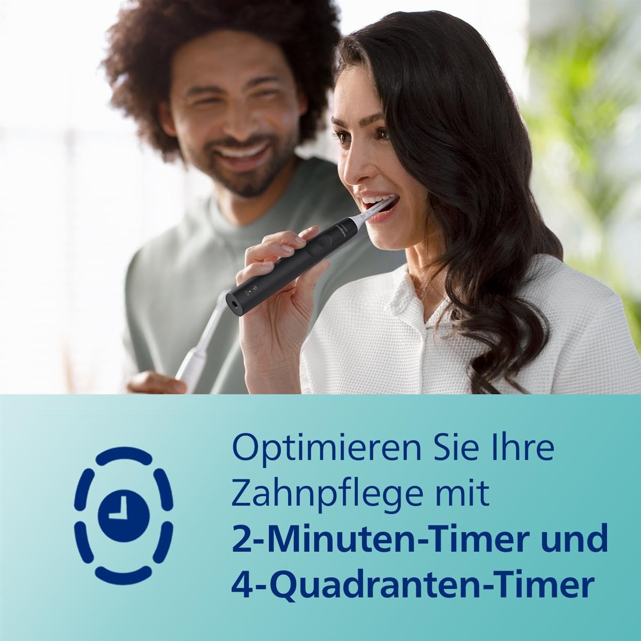 Philips Sonicare 3100 elektrische Zahnbürste, Schallzahnbürste, Andruckkontrolle und Timer, Reiseetui, Schwarz, HX3673/14 5