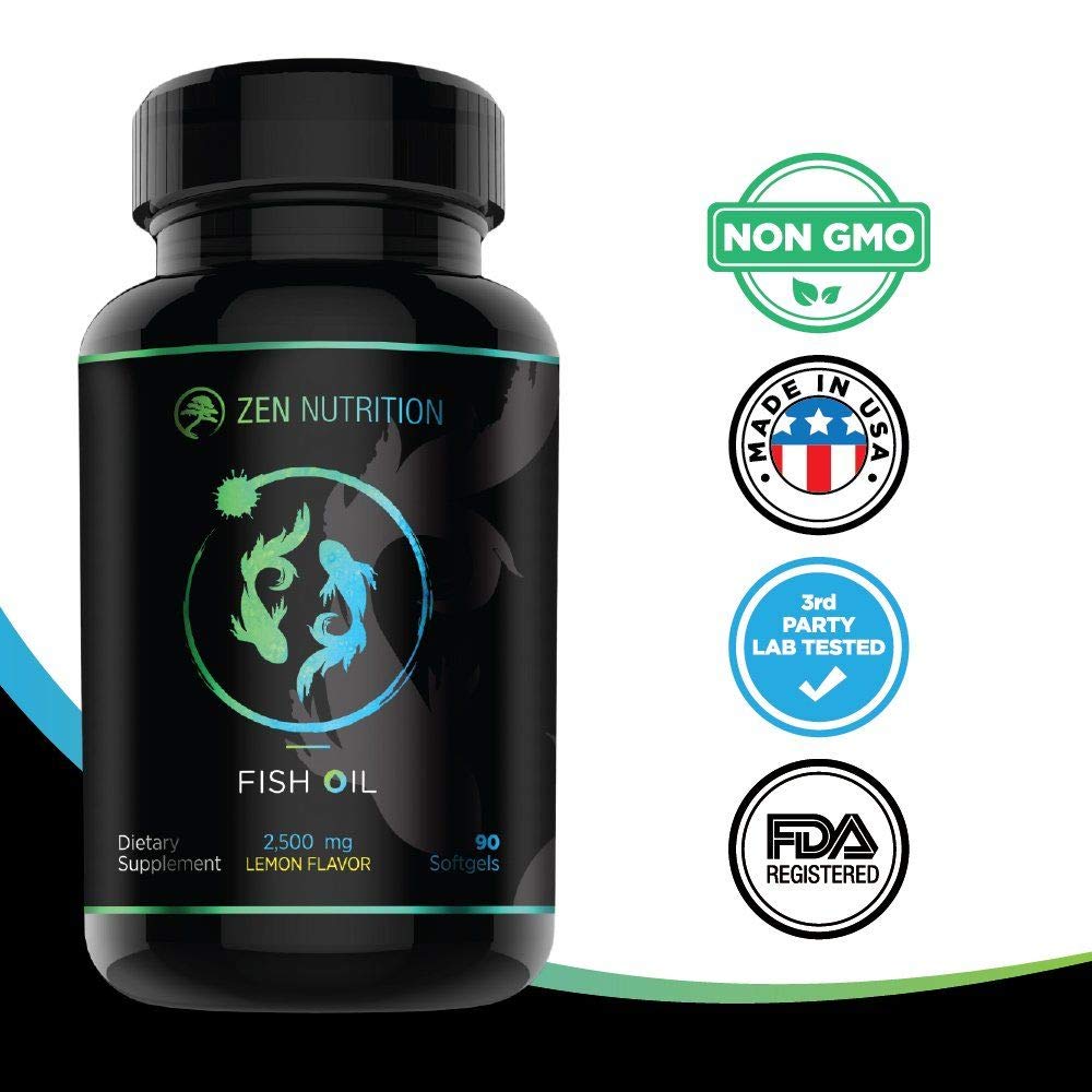 Omega 3 Fish Oil | Deep Ocean Sourced Wild Fish Oil Ultra Pure EPA DHA | 90 Capsules Burpless Lemon Flavor - ZEN NUTRITION