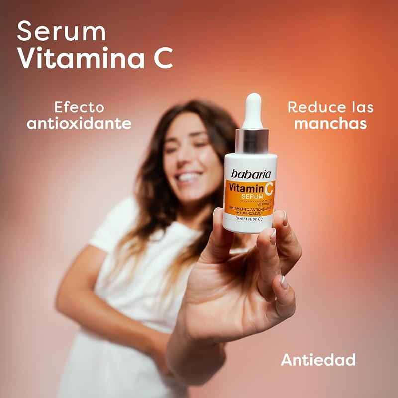 Babaria - sérum facial vitamina c 30ml | cuidado facial feminino antienvelhecimento | vitamina c sérum pele luminosa | tratamento antioxidante | anti-manchas | uso diário dia e noite | 100% vegano