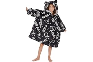 THREE POODLE Blanket Hoodie for Kids, Oversized Sherpa Hoodie Blanket Sweatshirt for Kids, Cozy, Warm and Fuzzy Hooded Blanket with Giant Pocket