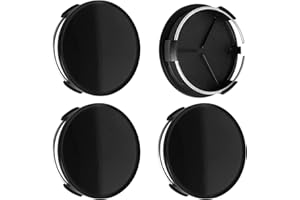 THE MECHANIC SHOP 2.9Inch 75MM Wheel Center Caps, Pack of 4 (Gloss Black, Outer 75MM, Inner 73MM, Easy DIY Installation)