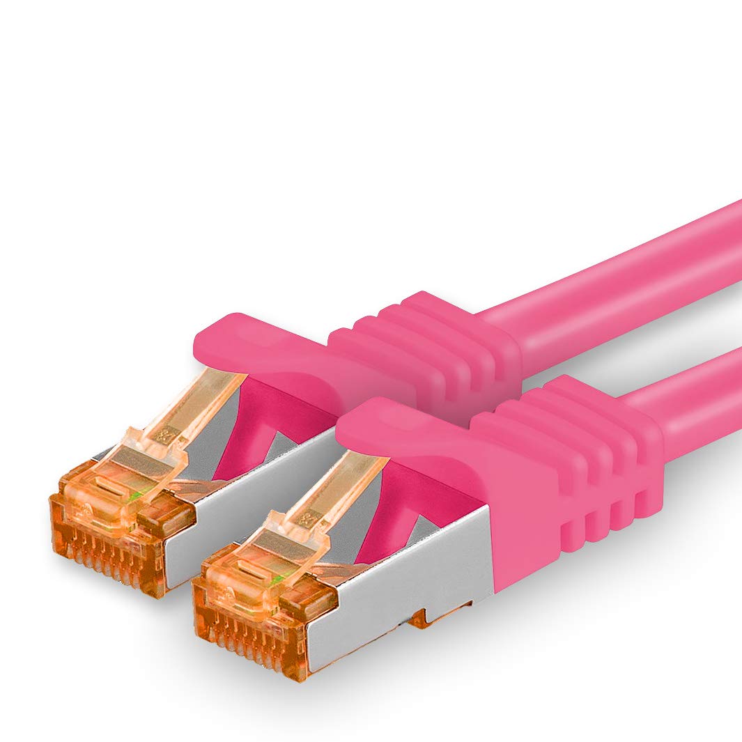 1aTTack.de 688190 Cat7-1x 15m - Network Cable Cat 7 Ethernet LAN 10 Gb/s PIMF LSZH Magenta