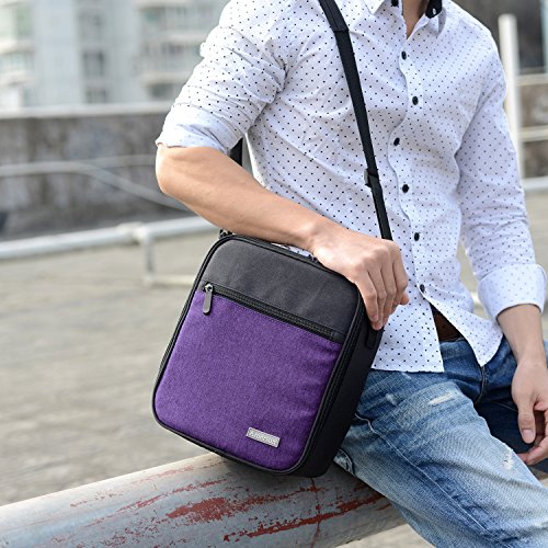Lunch Box with Firm Foil-BPA FREE,Original Amersun Reusable Insulated Lunch Bag Tote School Cooler Picnic Holder with Shoulder Strap for Kids Boys Men Women Girls,Spill-resistant (Oxford,Black Purple) - Thumbnail 7