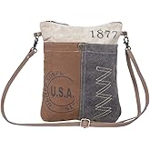 Myra Bag Fanatical Womens Canvas Purse - Small Leather and Canvas Crossbody Bags for Women with Premium Fabric Body, Aesthetic Cloth Handbags for Work, College, Casual Wear, Travel, and Everyday Use