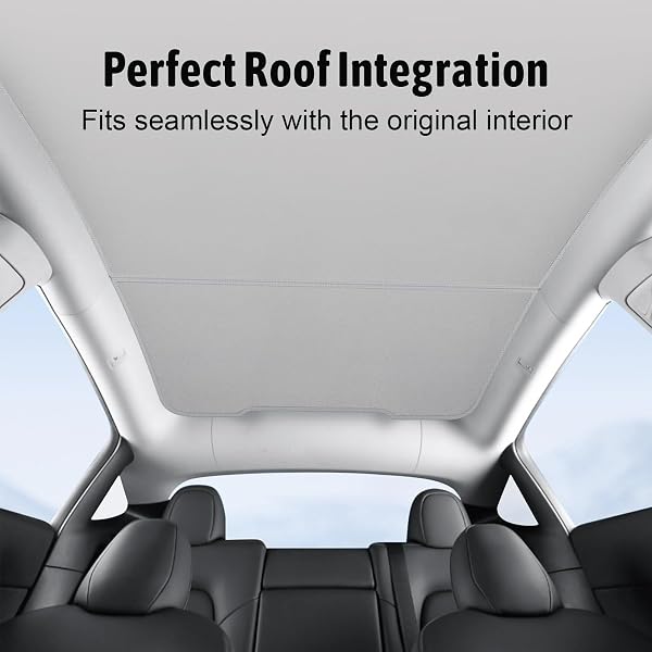 TESLA MODEL Y JUNIPER SUNSHADE ROOF 2025-2026, NO-SAG HEAT INSULATION GLASS ROOF SUNSHADE, NANO REFLECTIVE UV BLOCK SUNROOF SHADE, FOLDABLE TESLA MODEL Y JUNIPER ACCESSORIES (GRAY)