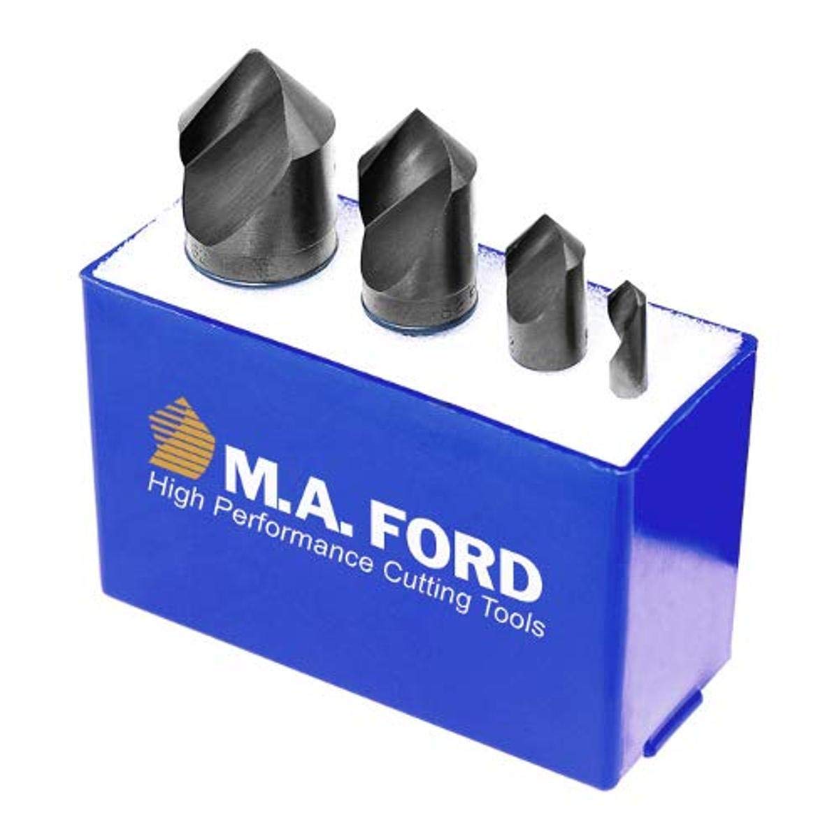 M.A. Ford 64100001 60° HSS Unfluted Countersink 4 Piece Set, 64001