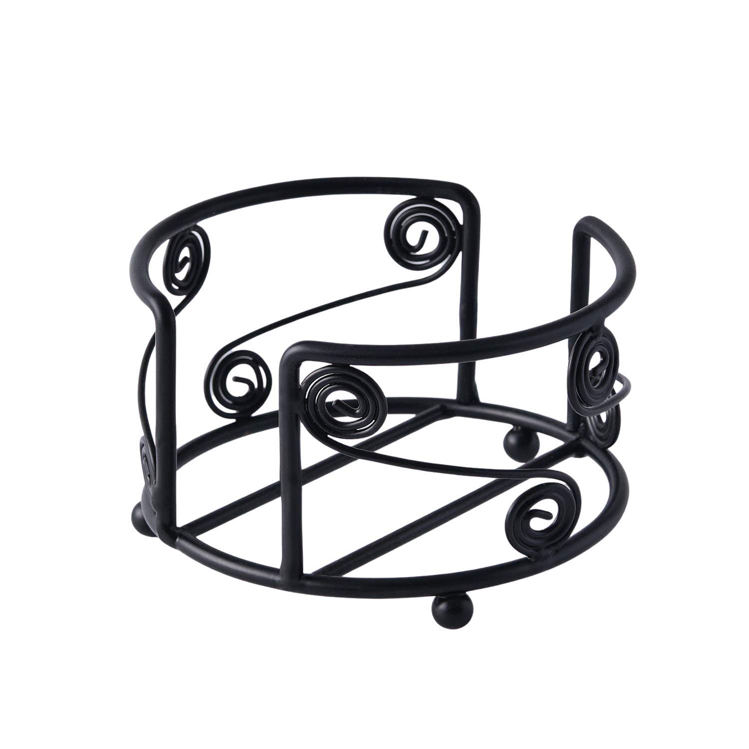 Photo 1 of Frescorr Gourmet Wrought Iron Coaster Holder – Fits 4.25 Inch Round Coasters, Premium Black Metal Stand for Table & Bar