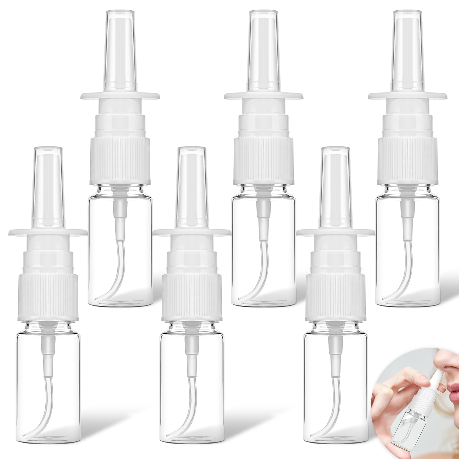 Piriuuo 6 Pcs Clear Nasal Spray Bottles, 10ml Empty