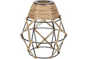 AKSIPO 1 Pack Industrial Hemp Rope Pendant Lamp Shade, Small Vintage Boho Hanging Light Shades, Mini Rustic Metal Cage Lampshade for E27 Chandelier Wall Sconces Ceiling Hanging Pendant Light Fixture