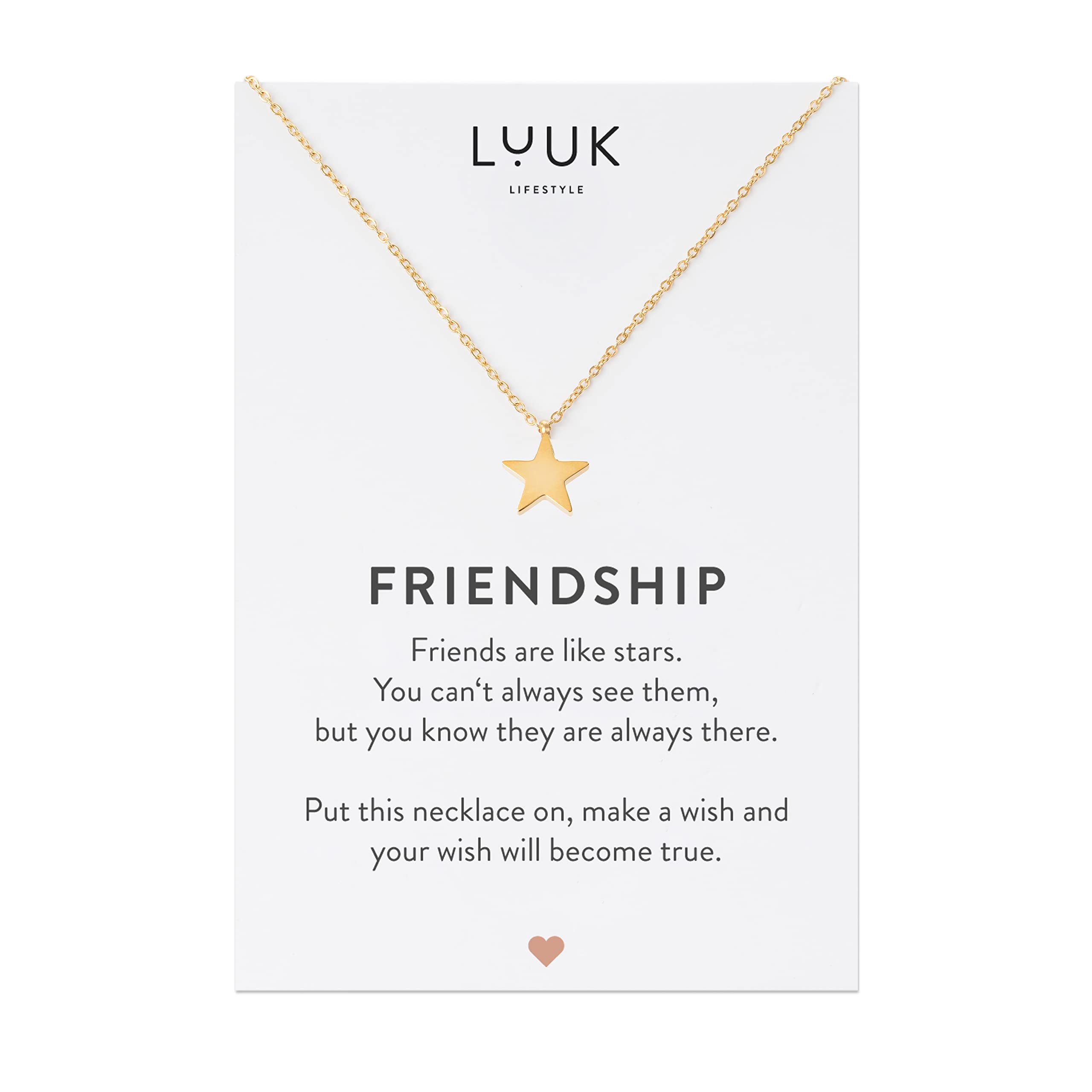 LUUK LIFESTYLE Stainless Steel Pendant Necklace for Women Waterproof Adjustable 50cm Chain Modern Necklace Gift for Her Gold Star — image 1
