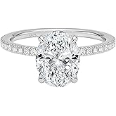 VISDIV 3CT Sterling Silver Engagement Rings AAAAA Cubic Zirconia CZ Wedding Bands For Women Oval Solitaire Simulated Diamond Silver/Gold Size 5-10
