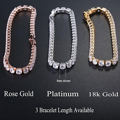 Sinosso 0.5 Carat Round Platinum Plated Cubic Zirconia CZ Tennis Bracelet for Women