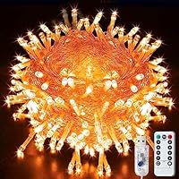 LITYBY Fairy String Lights, 8 Modes USB Plug in Powered Lights Waterproof Outdoor/Indoor Christmas Lights with Remote Timer for Bedroom, Party, Wedding, Halloween Decoration (Orange)