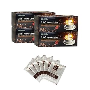【4 Boxes】Bio Wellz 2 in 1 Instant Coffee blend with Super Food Goji Berry & Eucommia 【Free 6 Sachets Nugano Gourmet Black Coffee】