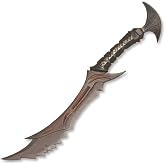 25-inch Skyrim Demon Sword Flame Knife with Wooden Display Stand | 65 Manganese Steel Full Tang Knife, Suitable for Role Playing and Display