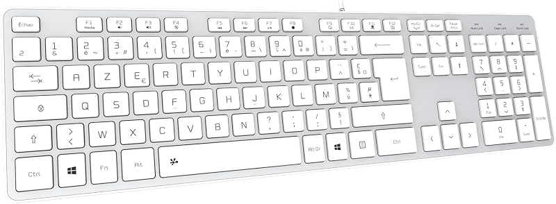 B.FRIENDIT KB1430-SVWH-FR Membrane USB Keyboard 104 Keys AZERTY French Layout