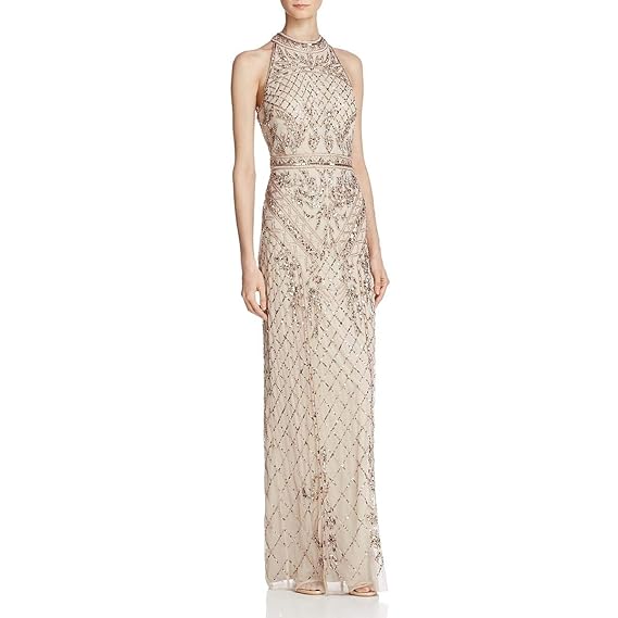 adrianna papell beaded halter jumpsuit