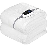 Sealy Electric Blanket Heated Throw 50"x60" Soft Double Sherpa Super Cozy with 6 Fast Heating Levels & 2-10 Hours Auto-Off, Over-Heat Protection, Machine Washable, Ivory