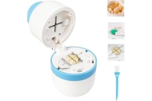 VERORAL 1/4 Pill Cutter with Storage, Professional 1/2 Pill Splitter for Small or Large Pills, Precise & Easy Stainless Steel Blade(Blue)