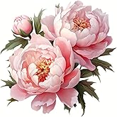 Peony Flower Leaf PVC Vinyl Car Decals Stickers Waterproof Self-Adhesive Decals for Cars, Laptops, Trucks, Motorcycles Wall Window Luggage Scratch Cover Door Decor Sticker