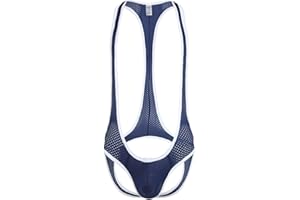 QiaTi Men's Leotard Bodysuit Stretch Wrestling Singlet Jumpsuit Thong One-Piece G-String Underwear
