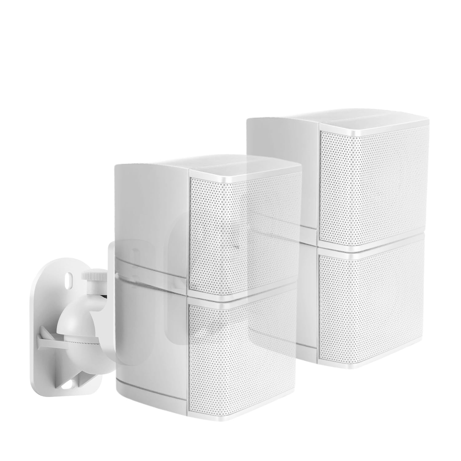 TNP Universal Satellite Speaker Wall Mount Bracket Ceiling Mount Clamp with Adjustable Swivel and Tilt Angle Rotation For Home Theater Surround Sound System Satellite Speakers - 1 Pair Set of 2, White