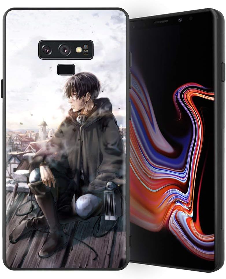 for Galaxy Note 9, Attack-on-Titan Design 005 Tempered Glass Phone Case, Anti-Scratch Soft Silicone Bumper Ultra-Thin Galaxy Note 9 Cover for Teens and Adults
