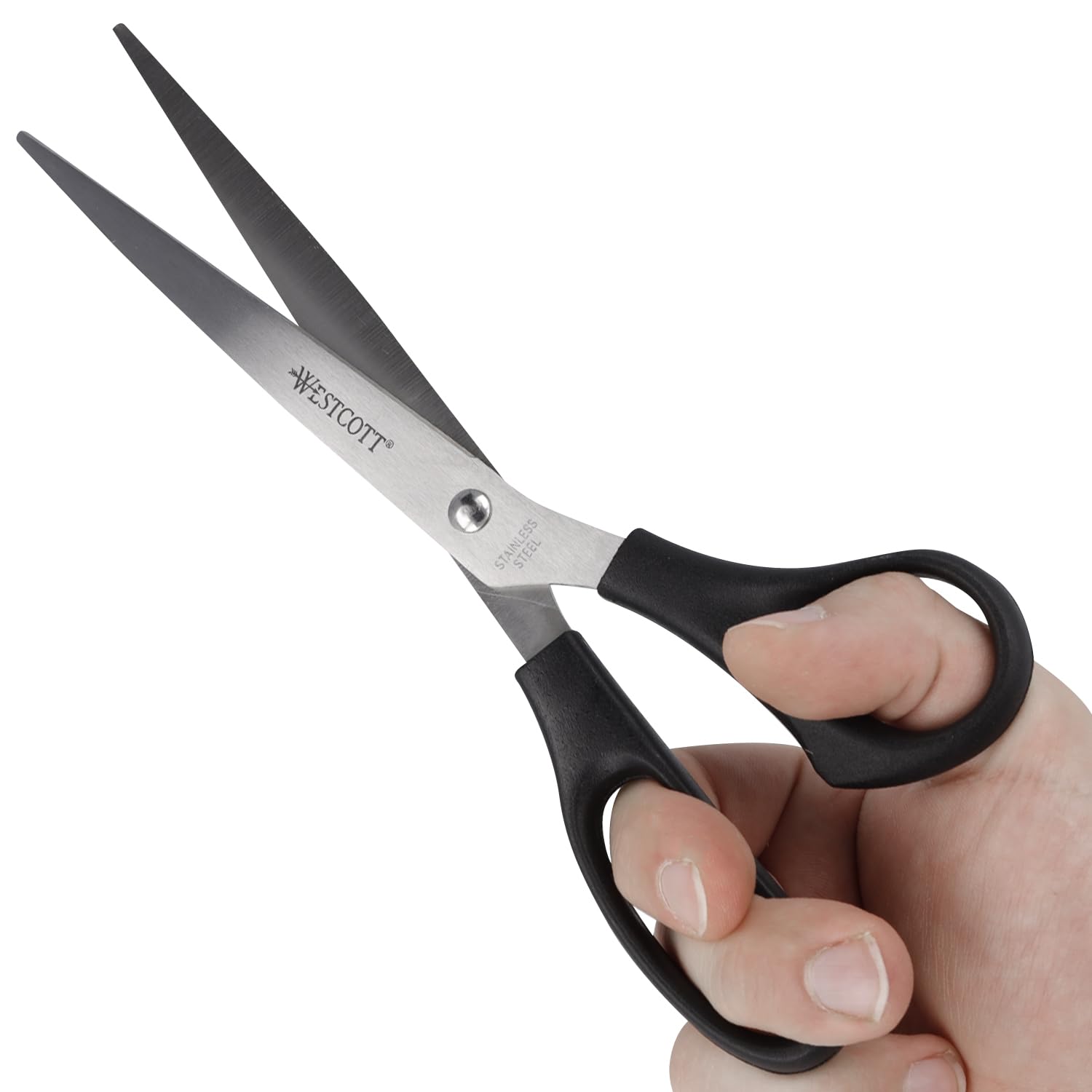 Westcott Schere 10" (25,4 cm) Schwarz, Büroschere mit schwarzen Kunststoffgriffen, Extrascharfe Klinge, rostfreier Edelstahl, Papierschere, Haushaltsschere, Bastelschere, E-31111 00 4