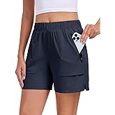 Nomolen Womens 5'' Hiking Athletic Shorts Quick Dry Lightweight Golf Casual Summer Shorts with Zipper Pockets