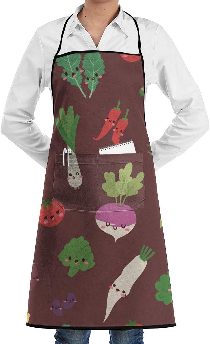 EOUNMSU Cute Kawaii Vegetable Machine Washable Bib Apron
