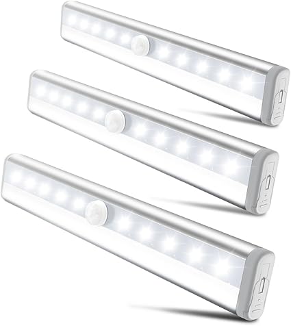 Amazon 人感センサー ライトledライト クローゼットライト 室内ライト 乾電池式 省エネ 懐中電灯 夜間ライト 自動点灯 消灯 長寿命 階段 玄関 廊下に最適 10led 白色 3点セット 日本語説明書付き Litom キッチン用ライト
