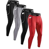 Orrfreer 4 Pack Men’s Compression Pants Running Tights Workout Leggings for Men Athletic Base Layer Bottoms with Pockets