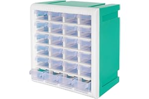 AERKAA Parts Storage Bins With 24 Drawers, Cyan