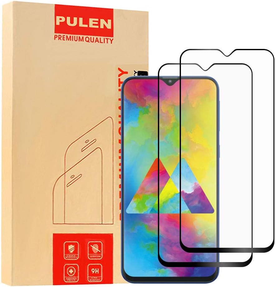 [2 Pack] PULEN for Samsung Galaxy M20 Screen Protector,Full Screen Coverage HD No Bubble Anti-Fingerprints 9H Hardness Tempered Glass for Samsung Galaxy M20,6.3'' 2019 (Black)