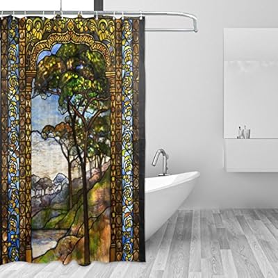 Amazon Com Lorvies Stained Glass Windows Shower Curtain Set