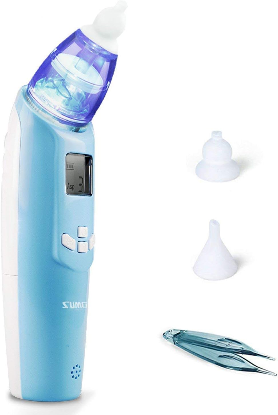 Deyace Baby Nasal Aspirator Electric, 3 Strength Vacuum Suction, LCD Display, Adjustable Music, Flashing Light, Snot/Booger Sucker Nose Cleaner for Newborn, Toddler, Infant (Electric, Blue)
