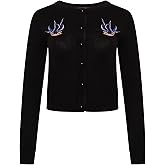 Ro Rox Swallows Cardigan Rockabilly Retro Vintage Bird Embroidery Knit Knitted