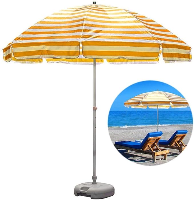 ZJDK Sombrilla de Playa a Rayas de 8.2 pies 50+, sombrilla de jardín