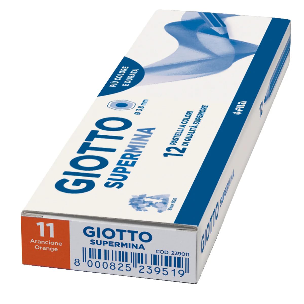 Giotto Supermina Coloured Pencils, 12 Pieces, 3.8 mm Lead, Assorted Colours, High Quality (Orange)