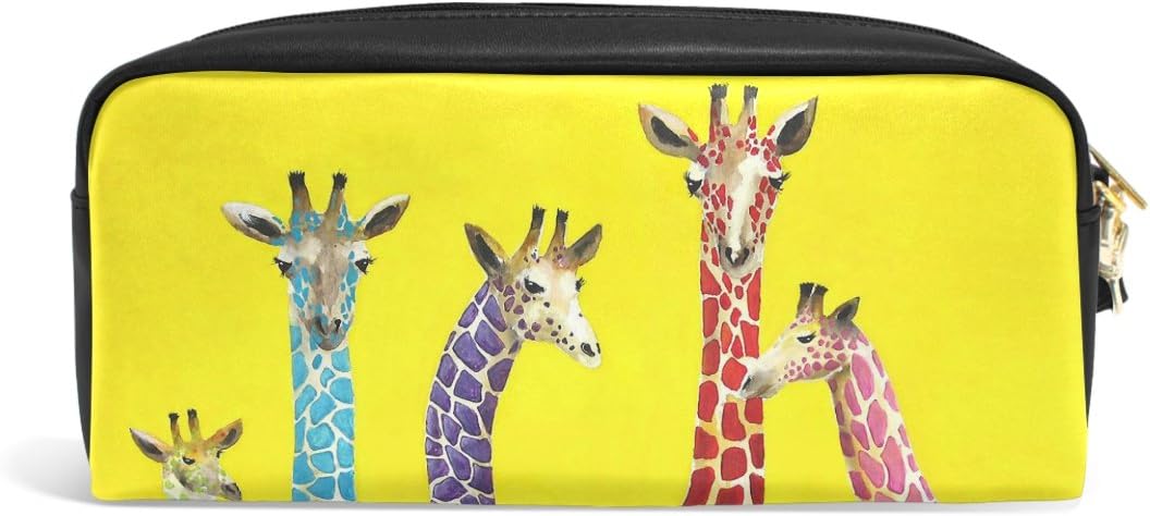 JSTEL Pencil Case Large Capacity Pencil Pouch with Zippers Giraffe Pencil Bag Office Pen Holder Organizer Stationery Bag with Compartments for Girls Boys and Adults - Image 3