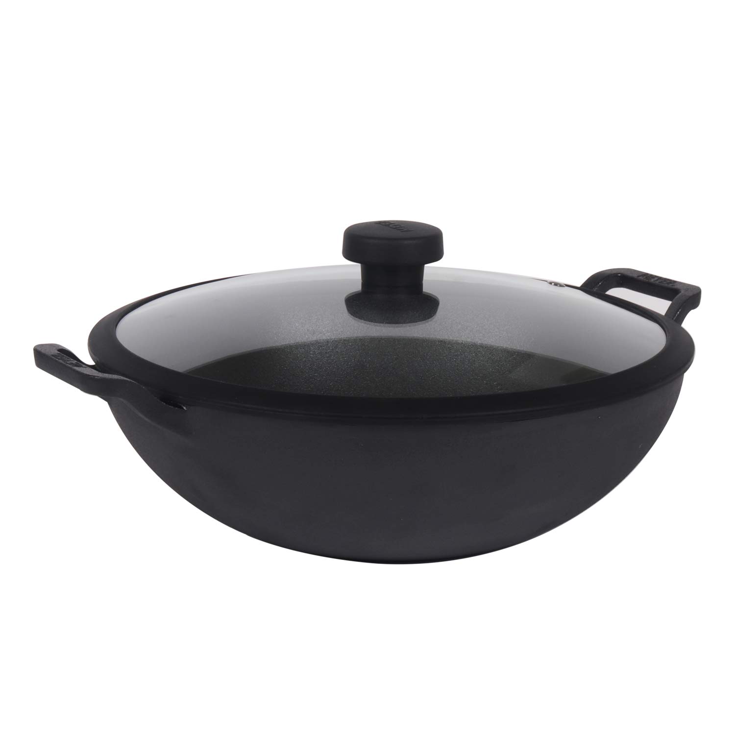 Buy Meyer Pre Seasoned Cast Iron Kadai, 26cm Black with Glass Lid Online at Low Prices in India