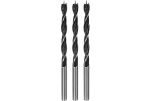 HARFINGTON 3pcs Brad Point Drill Bits 5.5mm(7/32") Dia Straight Round Shank Drill Metric Brad Point 2.17" Drilling Depth Spir