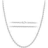 ASDULL 925 Sterling Silver Clasp Rope Chain 2/2.5/3/4/5mm Necklace for Men Silver Link Chain for Women 16-30 Inches