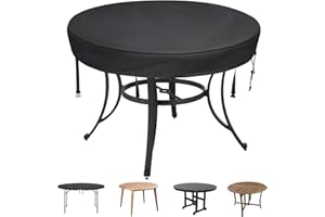 TOHONFOO Outdoor Round Table Cover - Waterproof Anti-UV Round Patio Table Cover - Fits Outdoor Table Up to 58-60 Inch