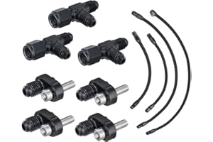 Autoutfit 4 Pack Engine Steam Hoses AN4 Fuel Brake Line CPE/NBR Rubber and Stainless Steel Braided LS LSX LS1 LS2 LS6 LM7 Vents Adapters Kit for Front & Rear Venting Complete Coolant Crossover (Black)