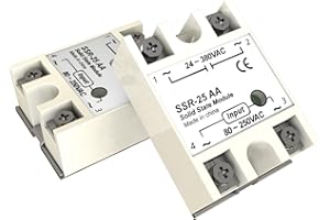 YQSIYU Solid State Relay 25AA 2PCS Single Phase SSR-25AA Input 80-250V AC to Output 24-380V AC 25A