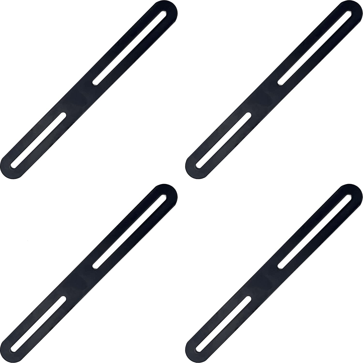 Adjustable Flat Connector Repair Plate Wood Connector Connection Plate - 4 Pieces 215 x 24 mm Flat Corner Bracket with Slot for Repair Fixing Wood, Furniture and DIY Projects (Black)
