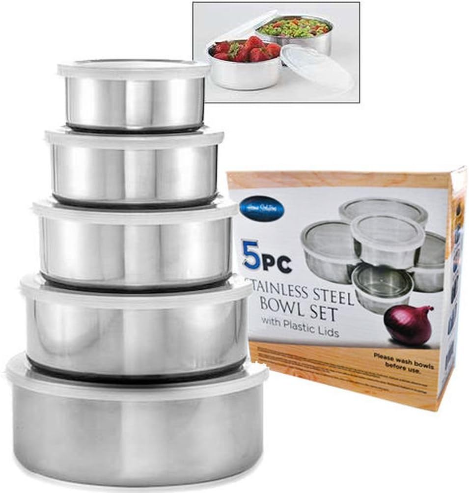 Popcandy 10 Piece Set: Home Collections BPA Free Stainless Steel Storage Bowl Set
