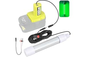 Krythonix Underwater Green Fishing Light Compatible with Ryobi 18V ONE+ Battery,Fishing Lights LED Underwater for Crappie and Squid Attracting,13W,1512 lumens,Green Dock Light(No Battery)