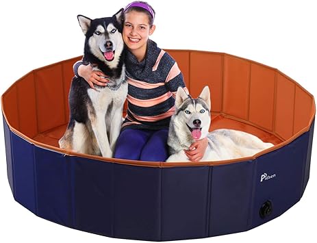 Pidsen Foldable Dogs Cats Padding Pool Pet Bathing Tub Bathtub Wash Tub Pet Swimming Pool Water Pond Orange 47in Dia X 11in H Amazon Co Uk Pet Supplies